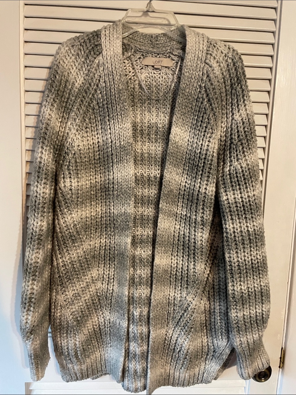 LOFT Gray Ombre Ribbed Open-Front Women’s Cardigan